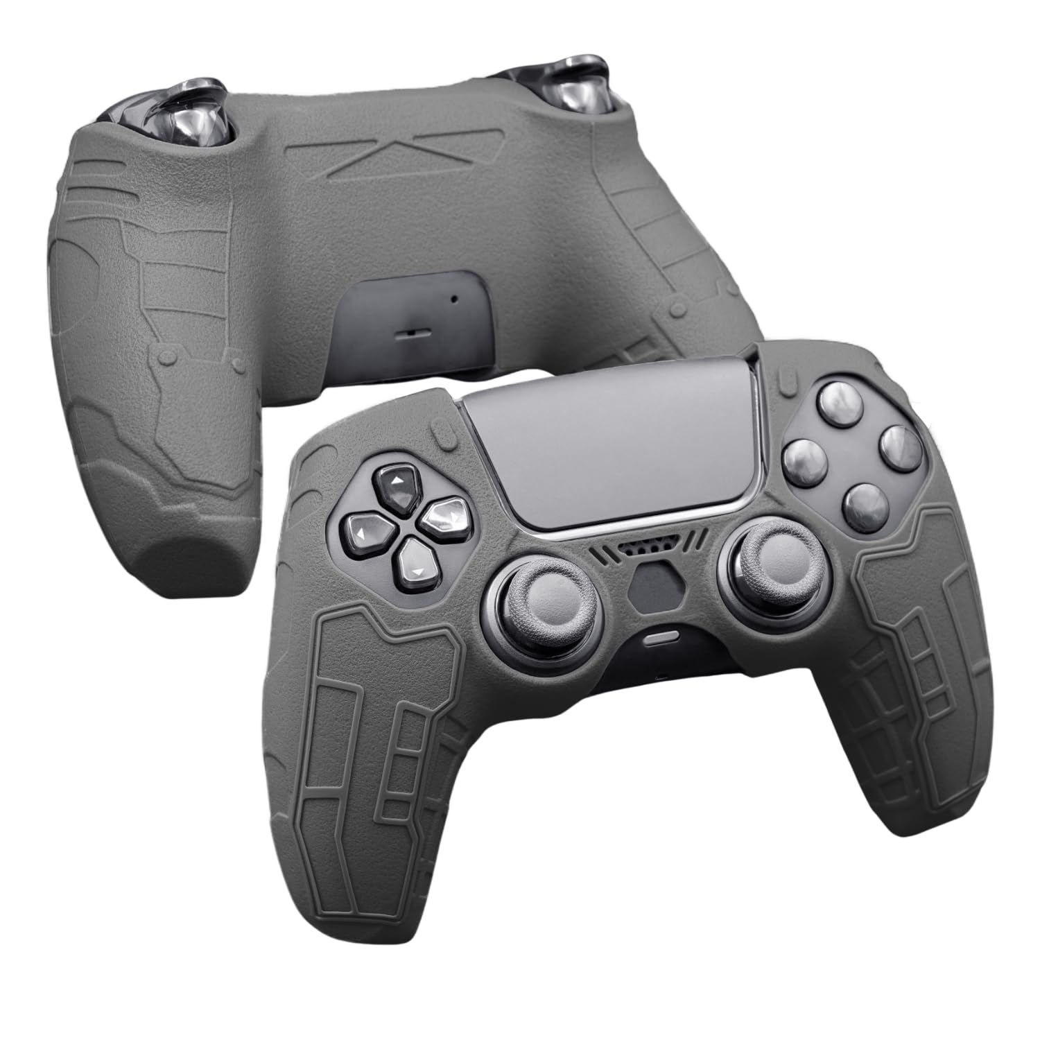 Luck&Link Tactical Skin Grip Cover for PS5 Controller  Anti-Slip Tactical Style | Silicone Protective Cove (Cement Gray)