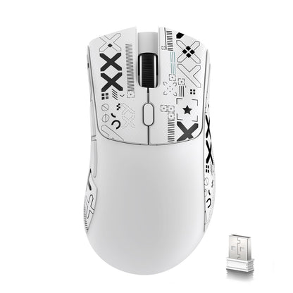 ATTACK SHARK R1 Wireless Gaming Mouse - Tri-Mode (2.4G/Wired/BT5.2), 18K DPI, 55g Lightweight, White with Anti-slip Sticker