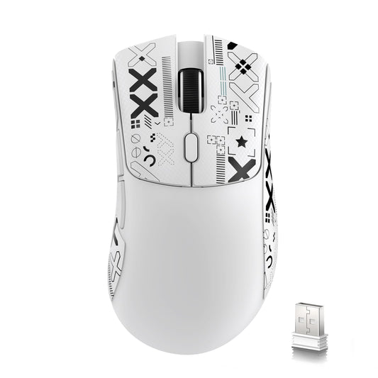 ATTACK SHARK R1 Wireless Gaming Mouse - Tri-Mode (2.4G/Wired/BT5.2), 18K DPI, 55g Lightweight, White with Anti-slip Sticker