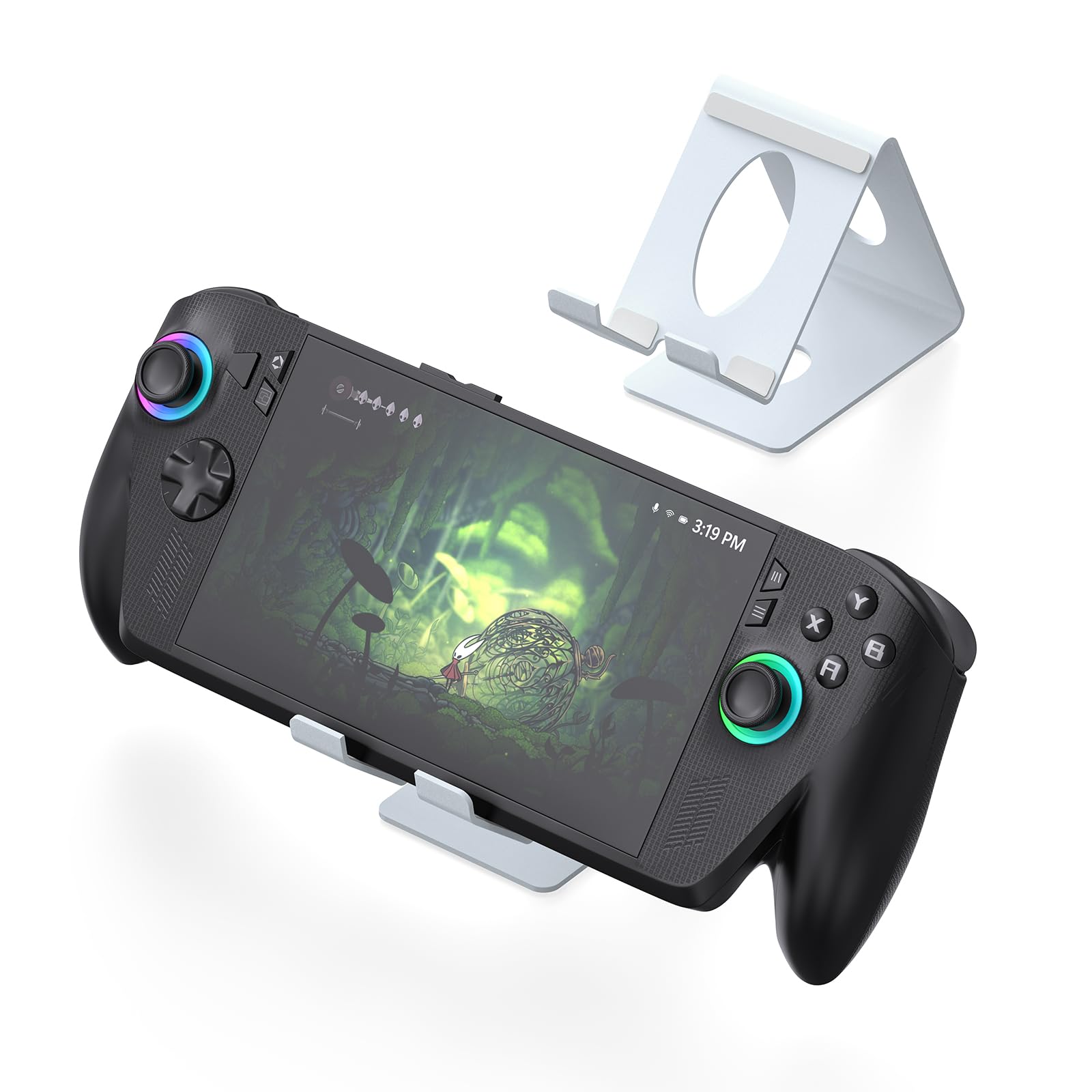 EJGAME Desktop Stand Compatible with ROG Xbox Ally/Ally X/PlayStation Portal/Steam Deck/ROG Ally/X/Switch 2 Desktop Handheld Game Console Holder with Anti-Slip Silicone Pad (White)