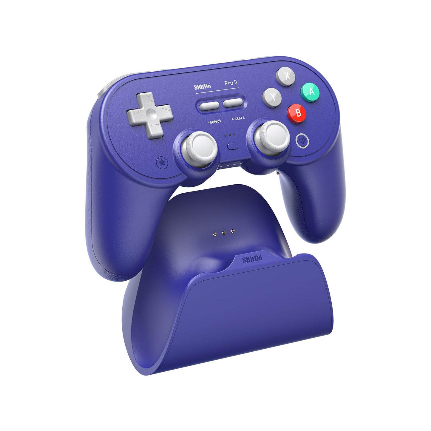 8Bitdo Pro 3 Bluetooth Controller with Swappable ABXY Buttons  TMR Joysticks  Hall Effect Triggers  Pro Back Buttons  Charging Dock  for Switch/Switch 2  Windows  Apple  SteamOS  Android - Purple