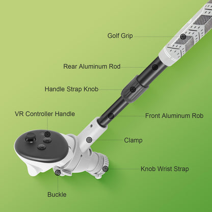 Dxldfks Golf Club Attachment for Meta Quest 3/3S & Oculus 2 - Adjustable Grip, 90° Design, Black & White, Model GP01