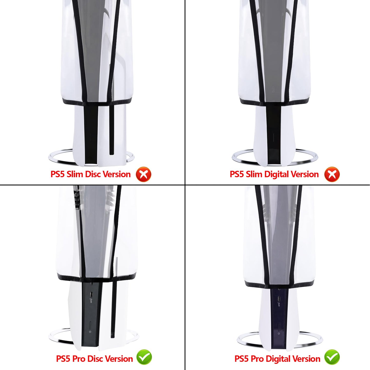 PlayVital PS5 Pro Vertical Dust Cover - Waterproof Transparent Protector Sleeve for Disc & Digital Edition, Model SKTPFM002