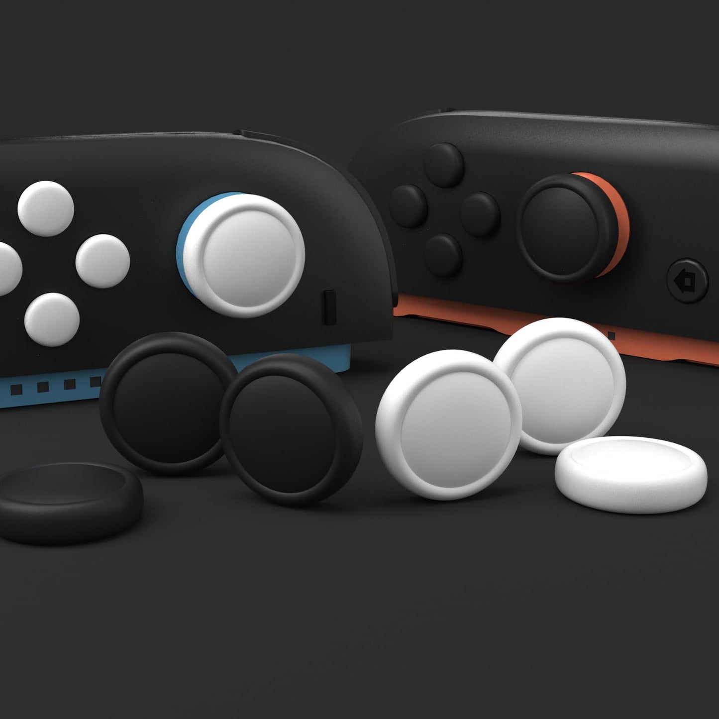 PlayVital Button Caps & Thumb Grips Set for Nintendo Switch 2 - 8 Colorful ABXY Covers & 4 Joystick Caps - Black & White