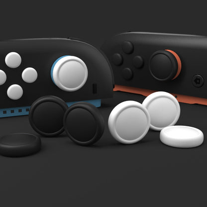 PlayVital Button Caps & Thumb Grips Set for Nintendo Switch 2 - 8 Colorful ABXY Covers & 4 Joystick Caps - Black & White
