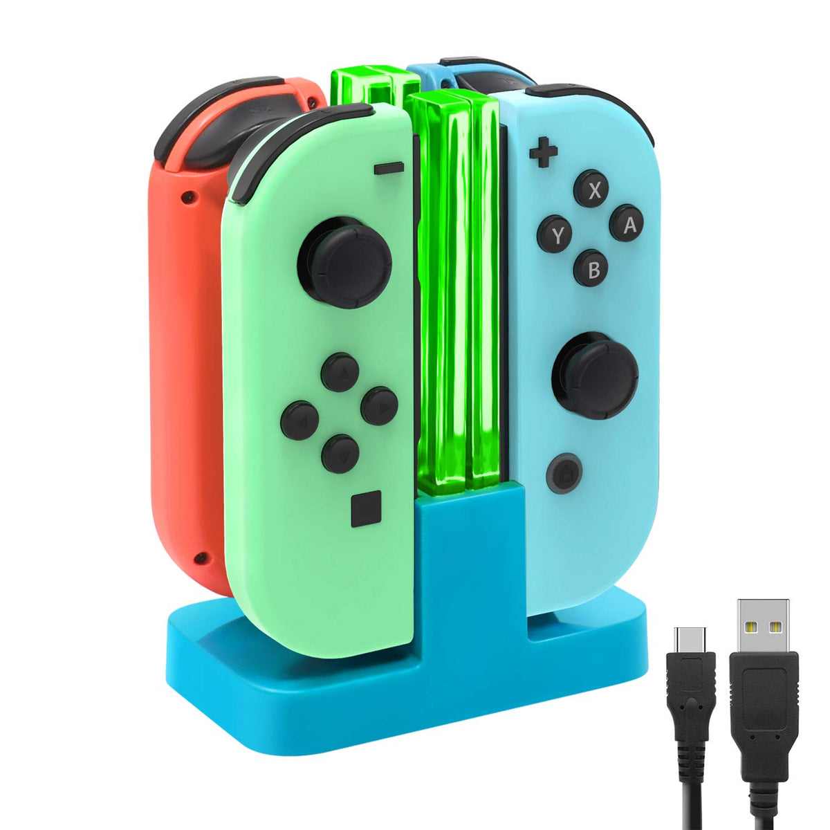 FastSnail Charging Dock Compatible with Nintendo Switch for Joy Con & OLED Model Controller with Lamppost LED Indication  Charger Stand Station Compatible with Joy Cons with Charging Cable (Blue)