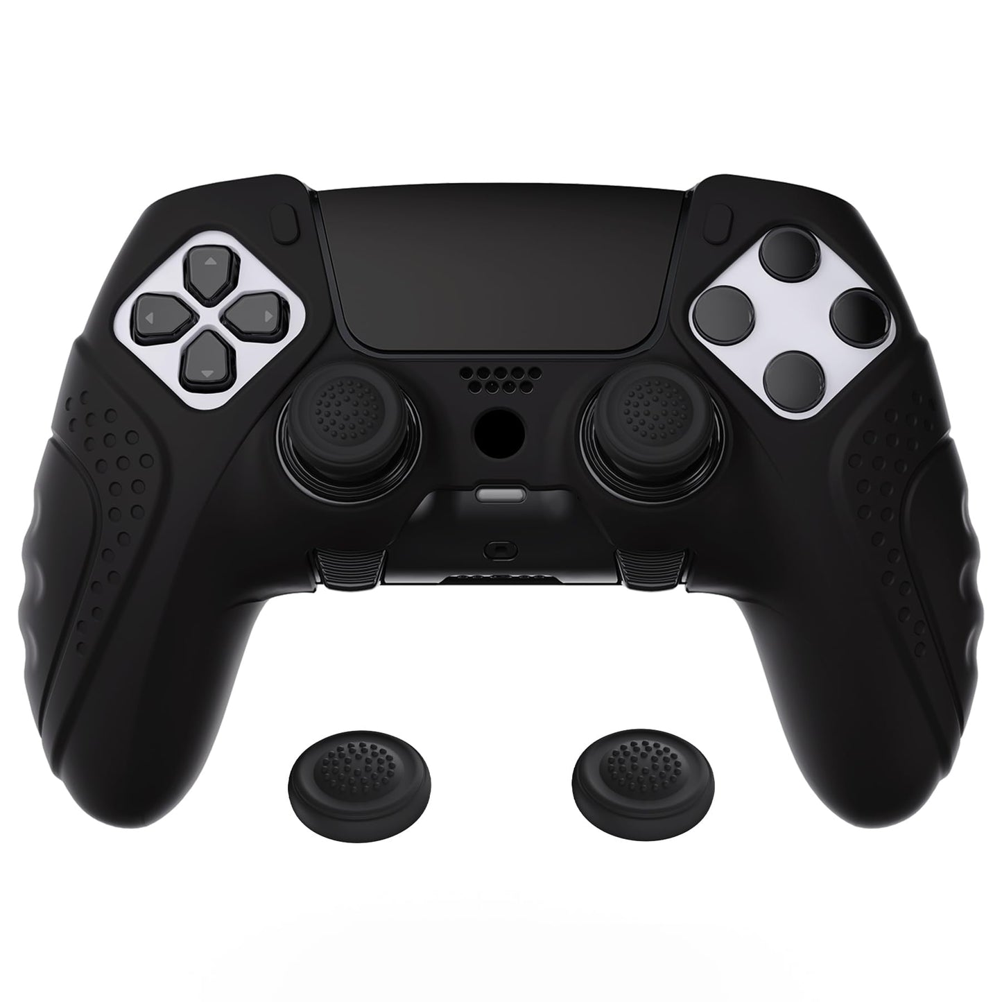 PlayVital Guardian Edition Anti-Slip Ergonomic Silicone Cover Case for ps5 Edge Controller  Soft Rubber Protector Skin for ps5 Edge Wireless Controller with Thumb Grip Caps - Black