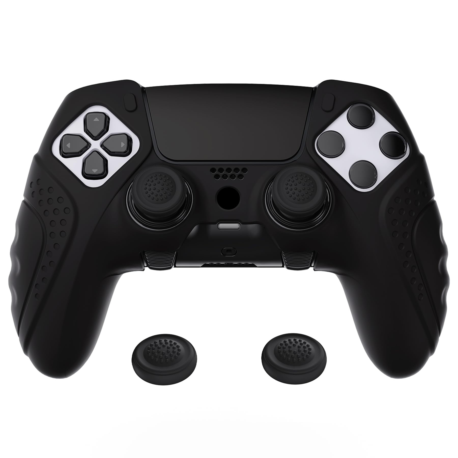 PlayVital Guardian Edition Anti-Slip Ergonomic Silicone Cover Case for ps5 Edge Controller  Soft Rubber Protector Skin for ps5 Edge Wireless Controller with Thumb Grip Caps - Black