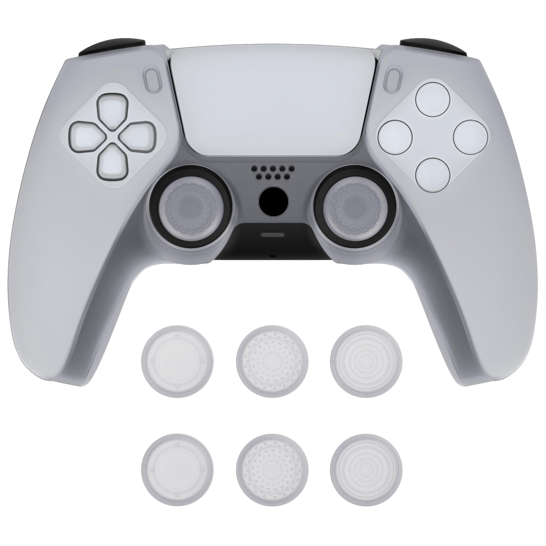 PlayVital Pure Series Dockable Model Anti-Slip Silicone Cover Skin for ps5 Controller  Soft Rubber Grip Case for ps5 Wireless Controller Fits with Charging Station with Thumb Grip Caps - Clear White