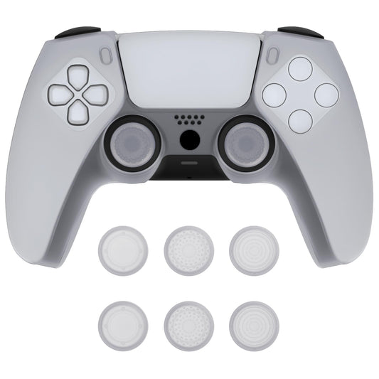 PlayVital Pure Series Dockable Model Anti-Slip Silicone Cover Skin for ps5 Controller  Soft Rubber Grip Case for ps5 Wireless Controller Fits with Charging Station with Thumb Grip Caps - Clear White