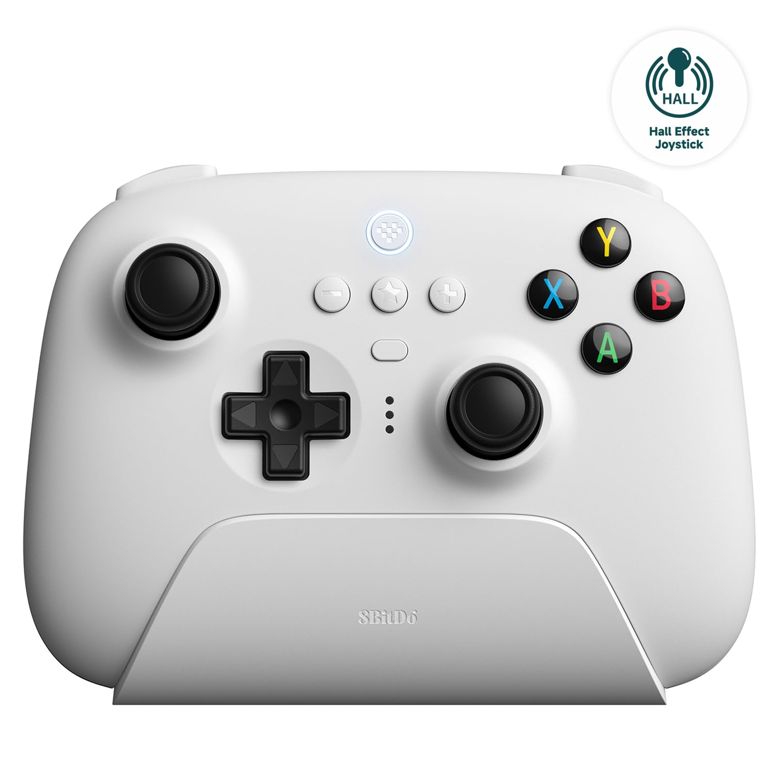8Bitdo Ultimate 2.4G Wireless Controller - Hall Effect Joystick, Charging Dock, PC/Android/Steam Deck/Apple, White