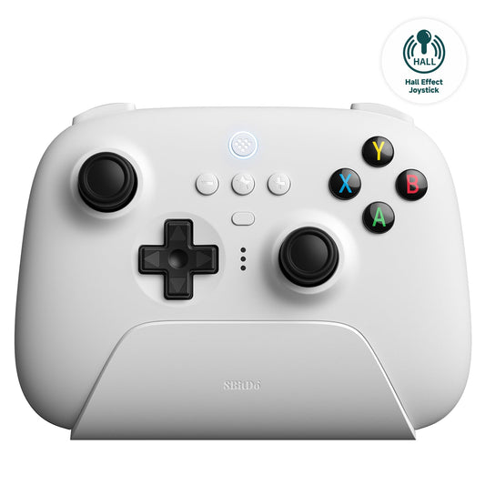 8Bitdo Ultimate 2.4G Wireless Controller - Hall Effect Joystick, Charging Dock, PC/Android/Steam Deck/Apple, White