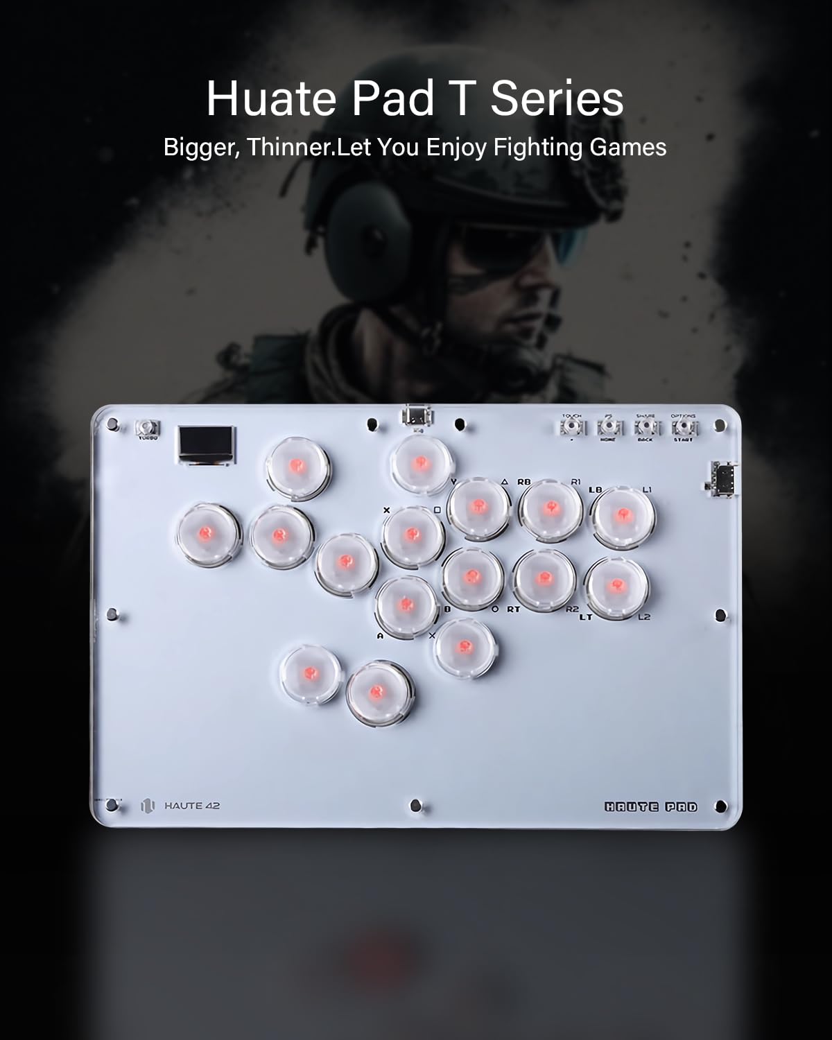 JZW-Shop Arcade Stick T16 - Leverless Controller for Switch/PC/PS4/PS3/Steam Deck, White, Turbo & Custom RGB, Hot-Swap Support