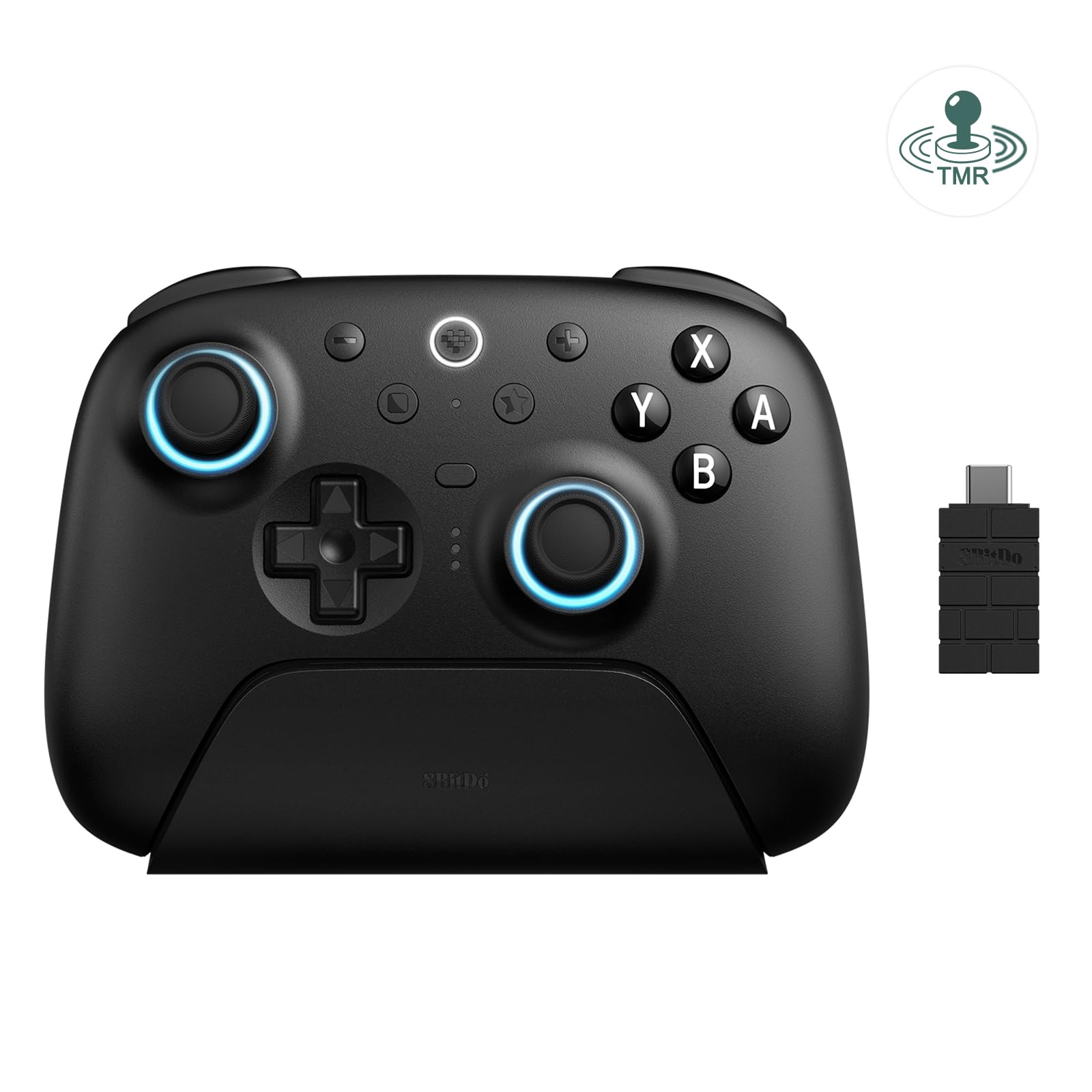 8Bitdo Ultimate 2 Bluetooth Controller for Switch/Switch 2  Windows & PC  TMR Joysticks Switch Pro Controller  Hall Effect/Tactile Triggers  Vibration & Motion Control  RGB Fire Ring - Black
