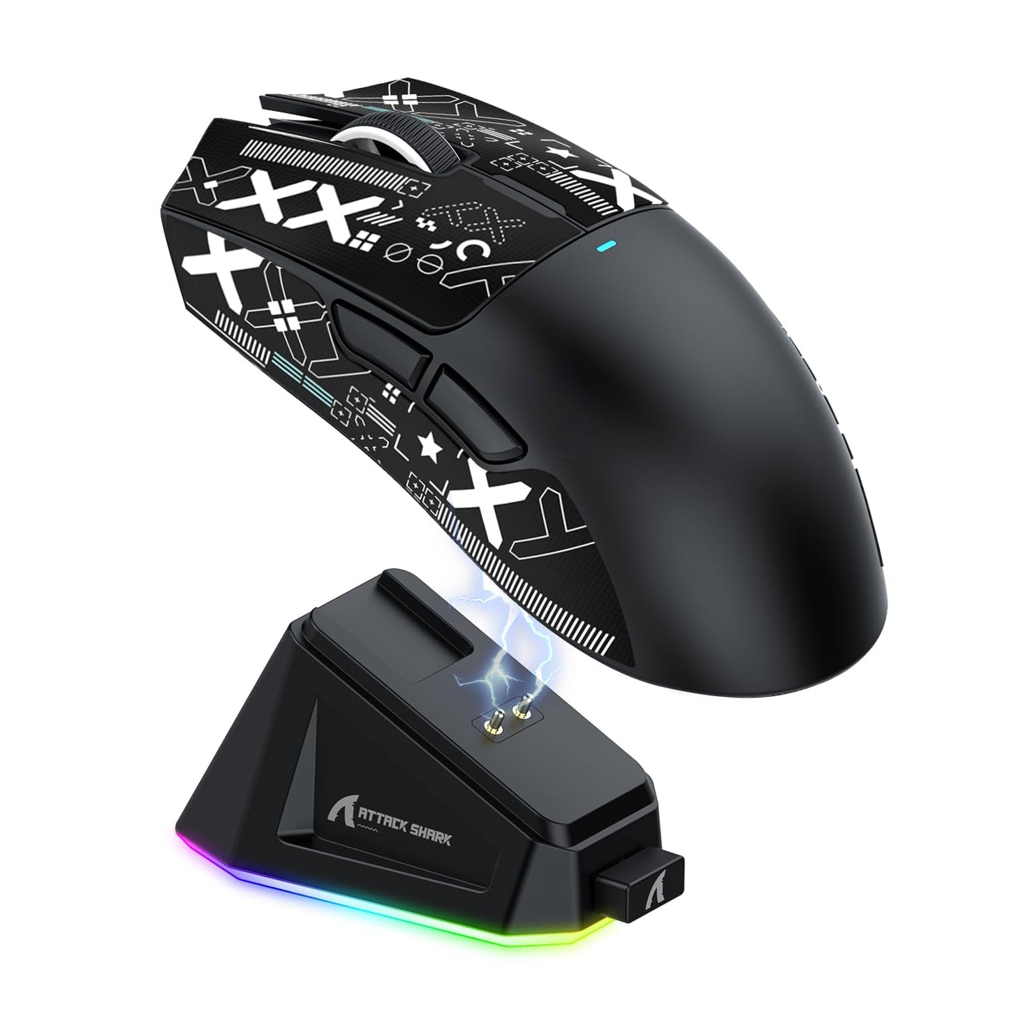 MAGIC-REFINER Wireless Gaming Mouse X11 - 22000 DPI, RGB Dock, 5 Buttons, Superlight, Black & Griptape