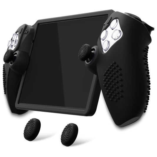 PlayVital Design for PS Portal Silicone Protective Case with Thumb Grips - Enhanced Grip Comfort | Anti-Slip 3D Studded Design | Full Protection | Perfect Fit - Black