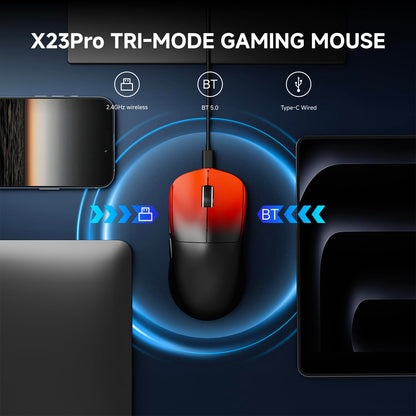 SEUNKWANG X23Pro Wireless Gaming Mouse, 12000 DPI, 49g Lightweight, 6 Programmable Buttons, Black-Red, USB-C Rechargeable