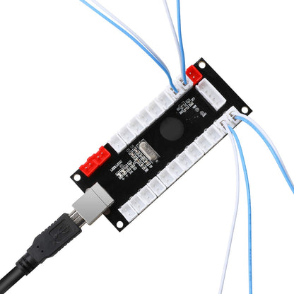 Guwarry 2-Player Zero Delay USB Encoder for HAPP Joysticks, 5V Power Output, Black, Compatible with PC, MAME, Raspberry Pi, Arcade1Up