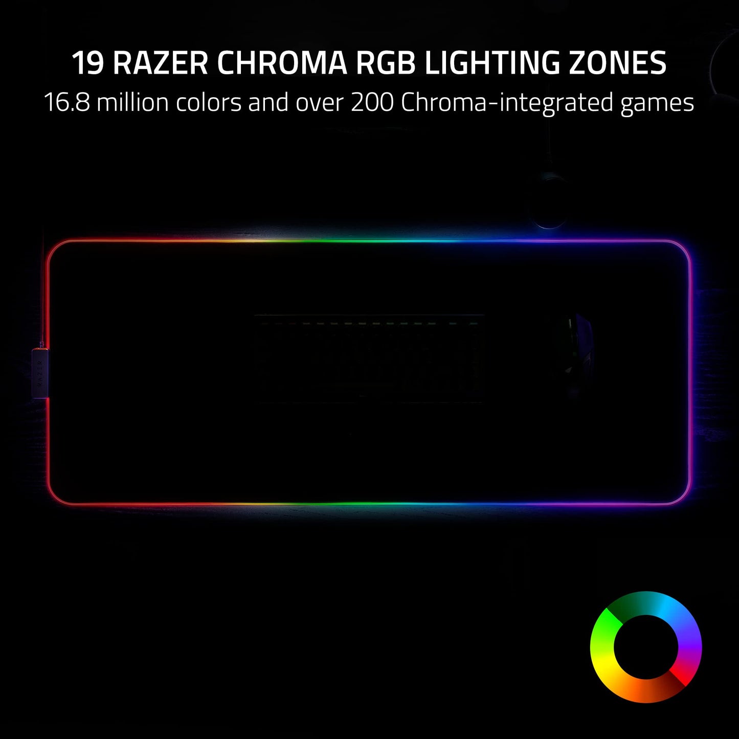 Razer Strider Chroma Hybrid Gaming Mouse Mat - XXLarge, Polyester, Chroma RGB, Anti-Slip Base, Warp & Water-Resistant, Model RZ02-04490100-R