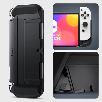 Spigen Thin Fit Case for Nintendo Switch OLED - Black, TPU, Dockable with Kickstand, Model ACS04239