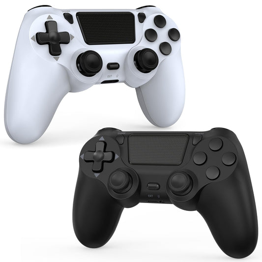 NBXEW 2 Pack Wireless Controller for PS4/Slim/Pro - Hyper-Sensitive 360 Sticks  Pressure Buttons  Ergonomic Comfort Grip  Dual Vibration  20+ Hour Battery  Includes 2 USB-C Cables  Black & White