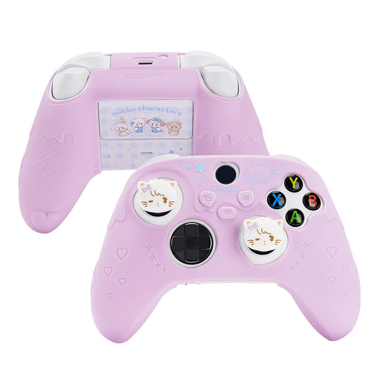GeekShare Protective Skin Grips Set Compatible with Xbox Series X/S Controller  Sweet Purple Silicone Cover Case for Xbox Controller with 2 Thumb Grip Caps and 2 Stickers - Mikko