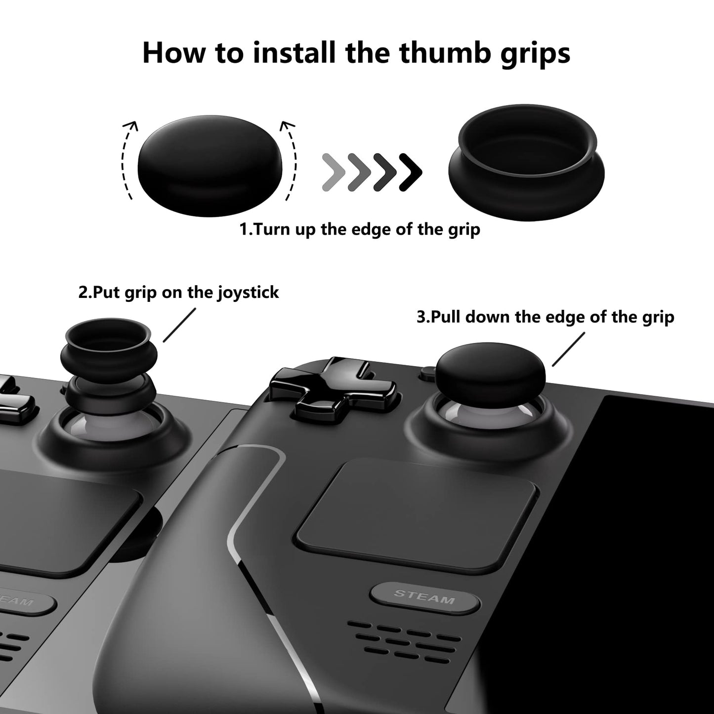 PlayVital Thumb Grip Caps for Steam Deck - Silicone Joystick Caps with Raised Dots & Studded Design - Model YFSDM003