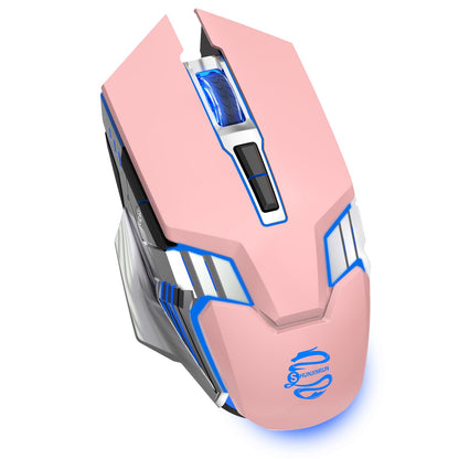 SHUNJINRUN Wireless Bluetooth Mouse, Rechargeable, Multi-Device, RGB, Pink, Model SJR343