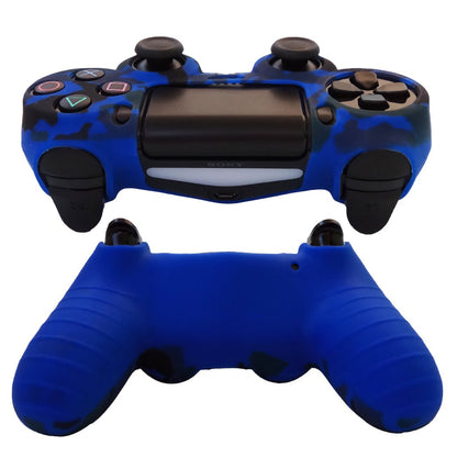 Hikfly Silicone Gel PS4 Controller Cover - 2X Camouflage with 8 FPS Thumb Grips - Red & Blue - Model 43220-17669