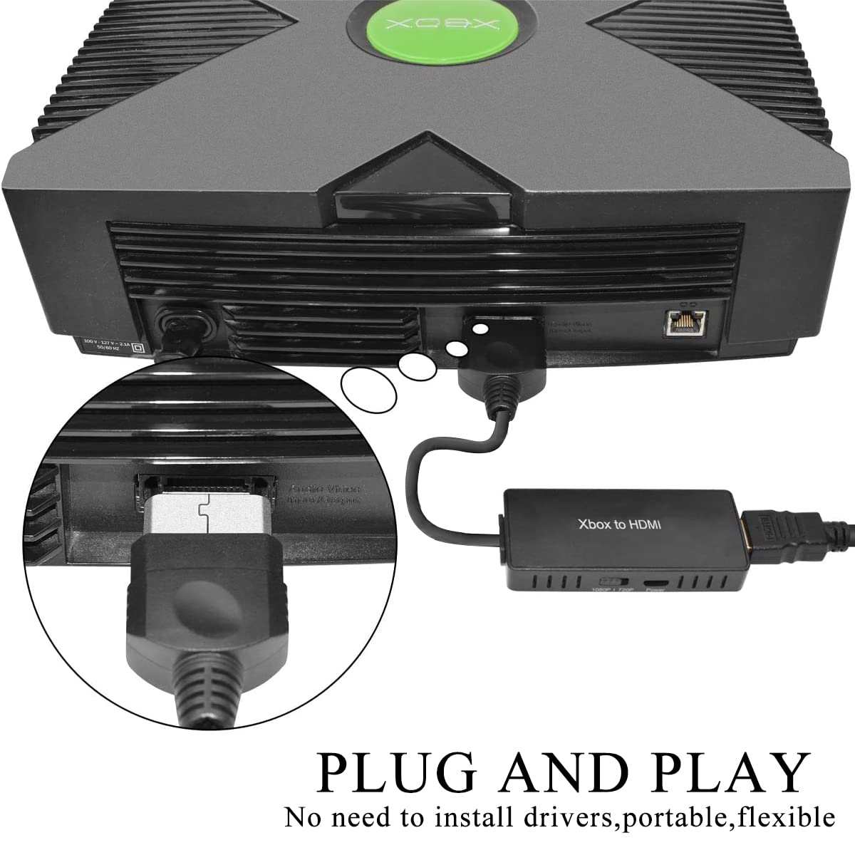 Y.D.F Original Xbox to HDMI Converter - High-Quality HDMI Cable, Black, Model 15a960ac, Enhanced Picture Quality