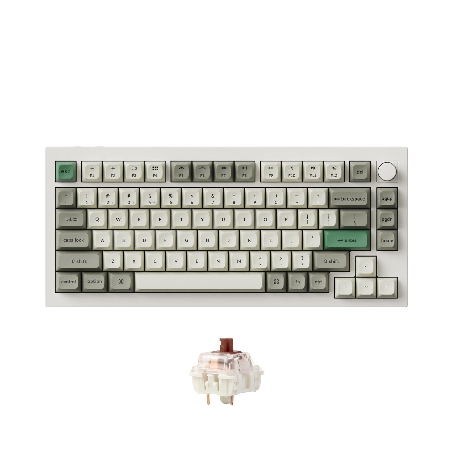 Keychron Q1 Max RGB QMK/VIA Custom Mechanical Keyboard  Full Metal Programmable Knob 2.4 GHz/Bluetooth/Wired Keyboard with Hot-Swappable Gateron Jupiter Brown Switch for Mac Windows Linux - White