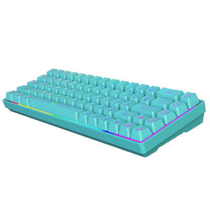 Snpurdiri RGB Compact 60% Membrane Gaming Keyboard, Blue, Lightweight 68 Keys, Strong Mechanical Feel for PC/Mac, Travel-Friendly