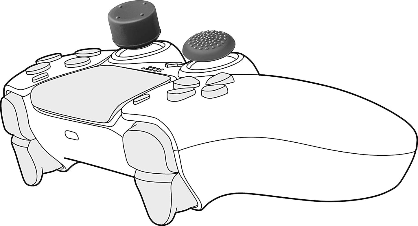 MaD Vision Ergonomic Thumb Grips for PS5/PS4/Xbox/Nintendo Switch - Black, Standard Rubber Pads, Different Heights & Textures, 4 Pairs