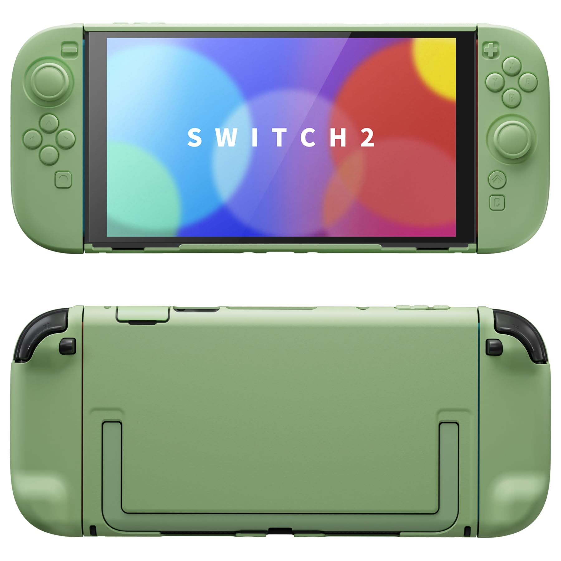 PlayVital Protective Case for Nintendo Switch 2 - Cute Dockable Hard Case Shell for Switch 2 with Thumb Grip & Sticker & Button Caps  Anti-Scratch & Shockproof Cover Skin - Matcha Green