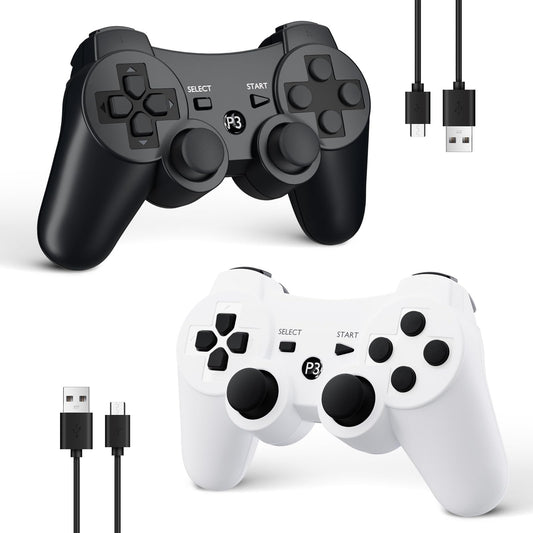 Zamia 2 Pack Wireless Controller for PS3/PC  High-Performance 6-Axis Motion Sense Double Vibration  Bluetooth  Rechargeable  Upgraded Gaming Controller for PS3