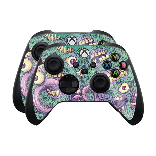 Glossy Glitter Skin Compatible with Microsoft Xbox Series X|S Controller (2 Pack) - Eyes and Teeth - Premium 3M Vinyl Protective Wrap Decal Cover - Easy to Apply | Crafted in The USA by MightySkins