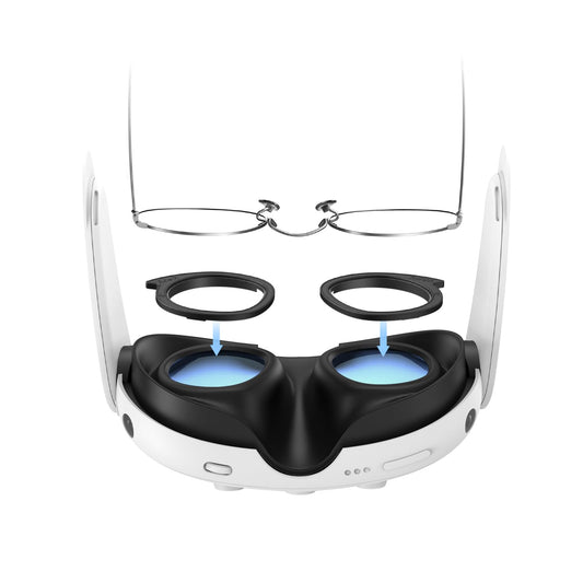 AMVR Lens Protector Set Compatible with Meta/Oculus Quest 3 Accessories Glasses Spacer for Q3 Lenses Soft Silicone Rings Protect doctor-approved Glasses(Only Spacer Frame  No Lenses)