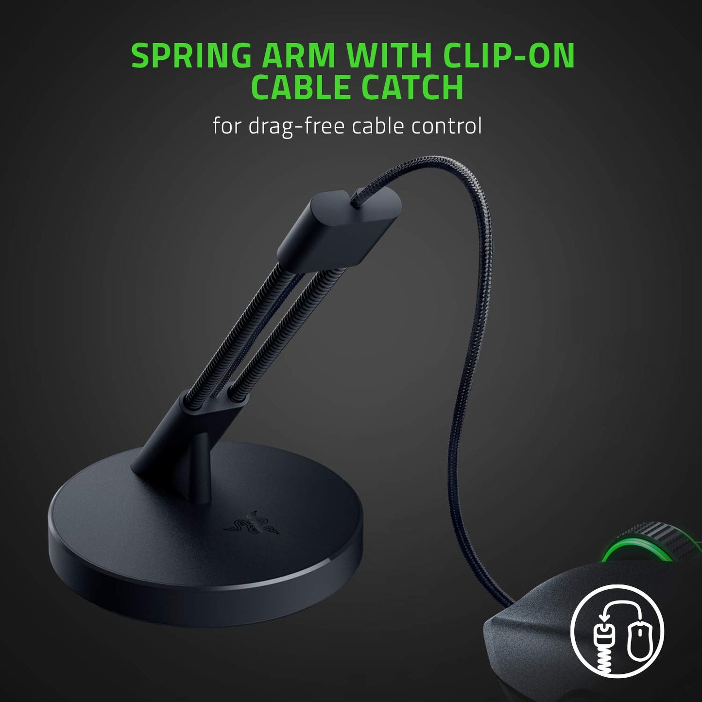 Razer Gaming Mouse Bungee V3 - Drag-Free Wired Support, Weighted Base, Anti-Slip Feet, Black, Model RC21-01560100-R3U1