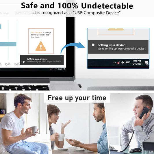 AUEDROT Mouse Jiggler USB Mover, Driver-Free, Automatic Mini Shaker, Keeps Computer Awake, 5 PCS, Black