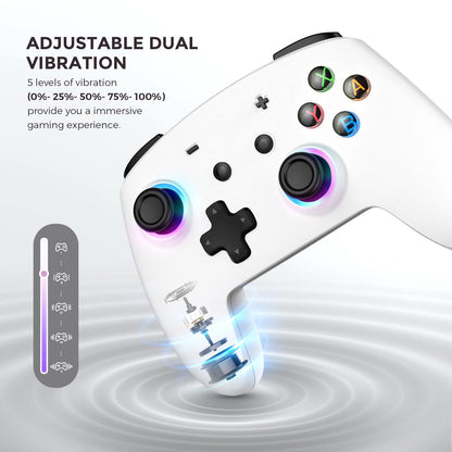 ECHTPower Switch Pro Controller - Wireless Gamepad with LED Light, Dual Vibration, Macro Buttons, Gyroscope - White, Model SP02
