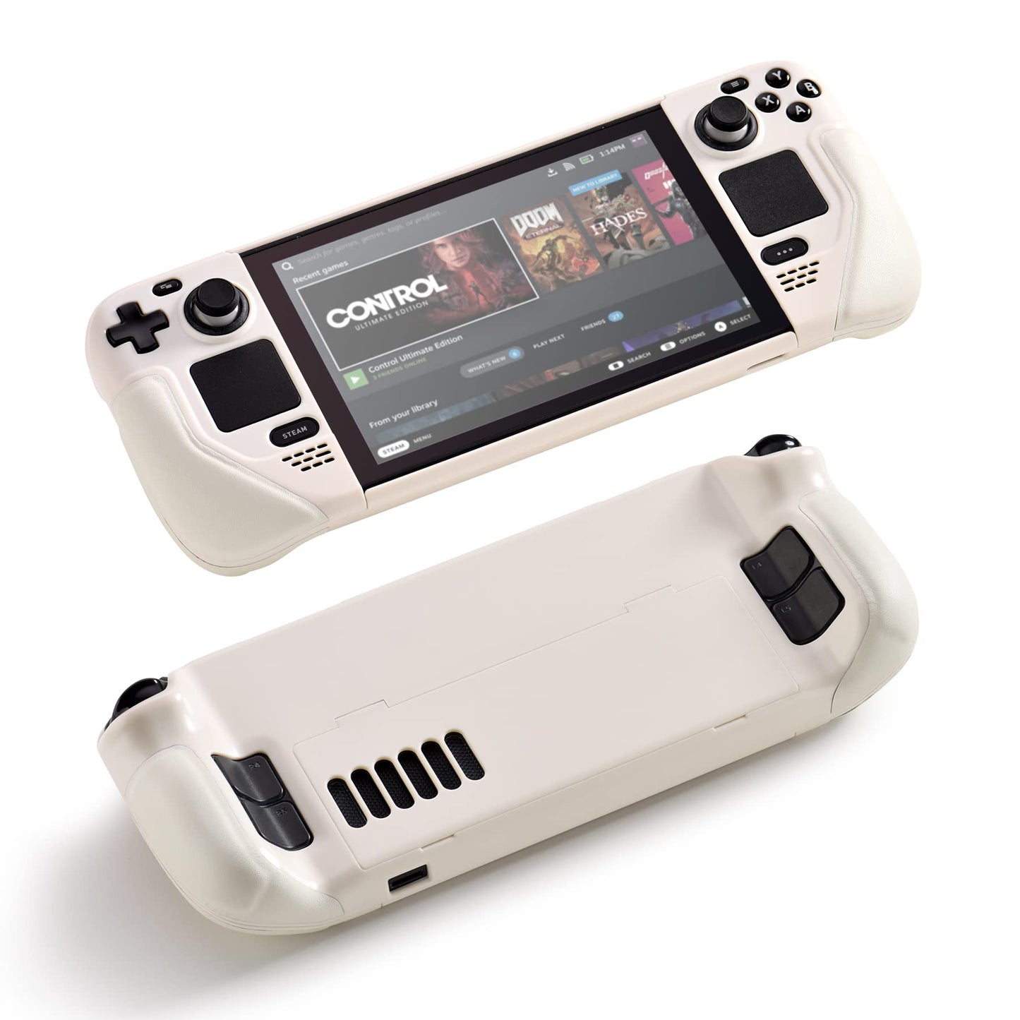 UYIYE Steam Deck Kickstand Case - TPU Material, White Color, Model STCASE-FT009