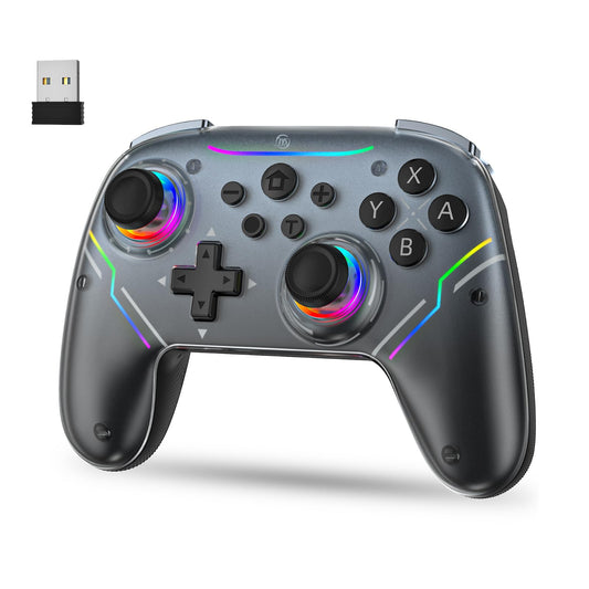 JDDWIN Wireless Controller Compatible With Nintendo Switch 2/Switch/Switch Pro/PC/Steam Deck for Switch Controllers with Wake-up Hall Effect Joysticks and Triggers Bluetooth USB Adapter for PC (Black)