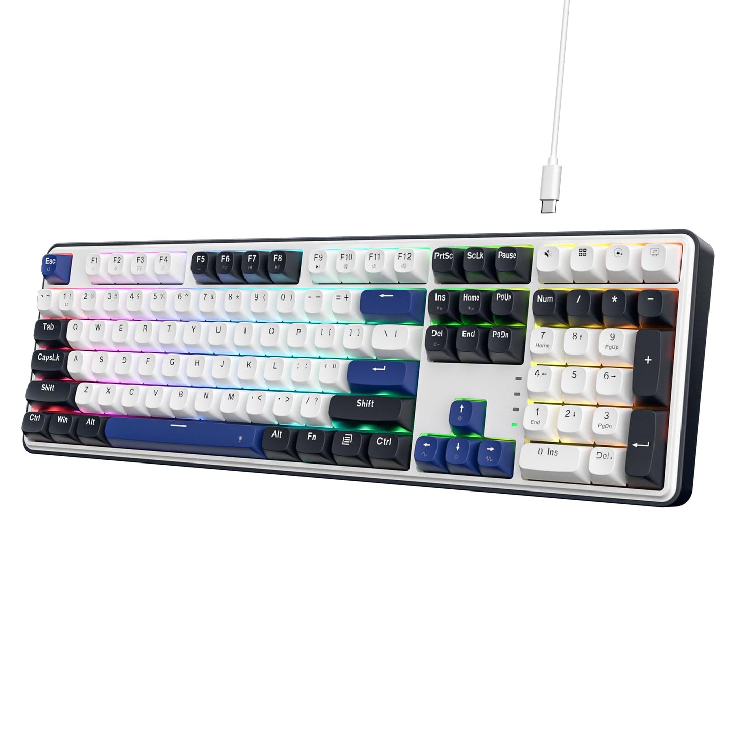 Redragon K689 Wired RGB Mechanical Keyboard - 108 Keys, Hot-swappable, Noise Dampening, Cerulean Polar