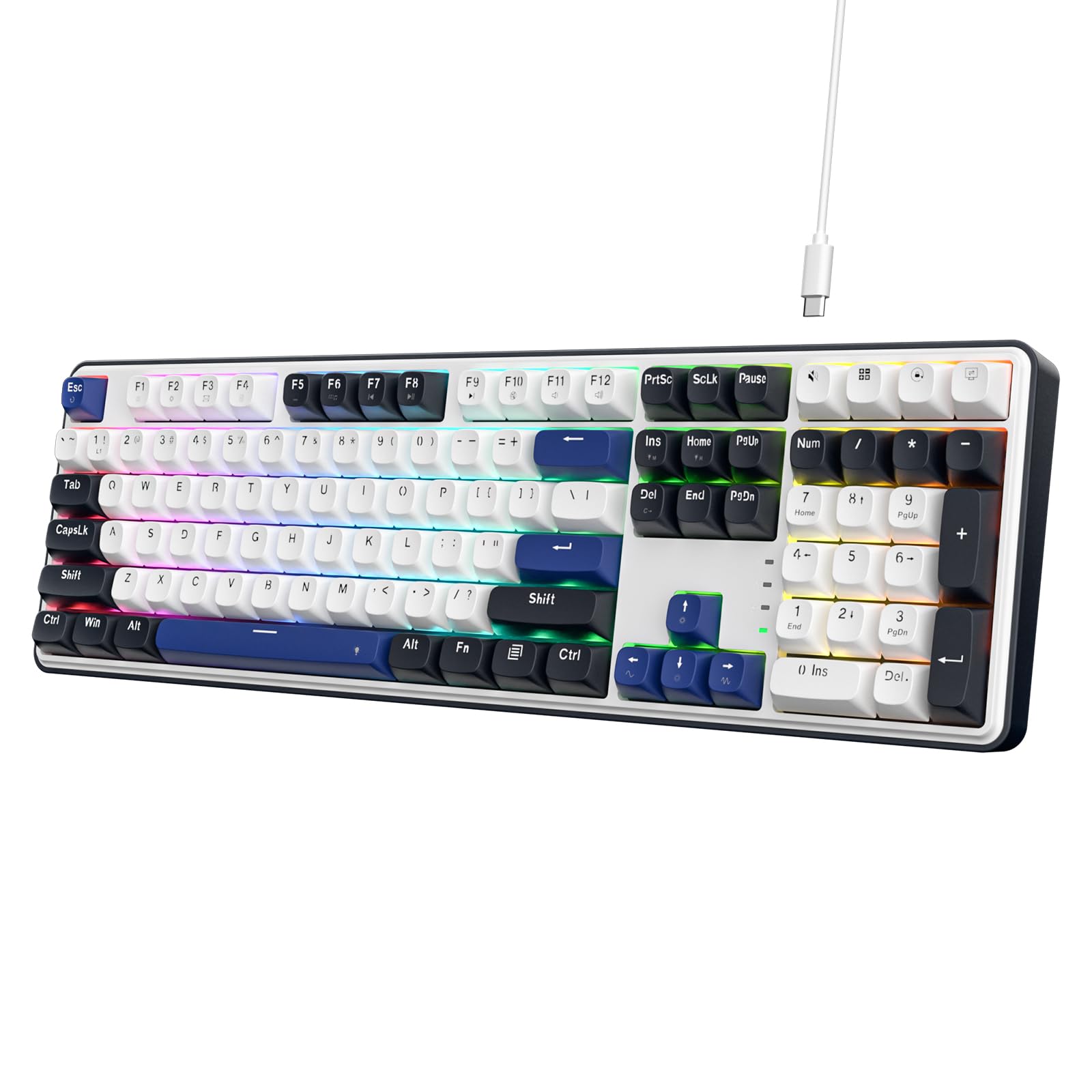 Redragon K689 Wired RGB Mechanical Keyboard - 108 Keys, Hot-swappable, Noise Dampening, Cerulean Polar