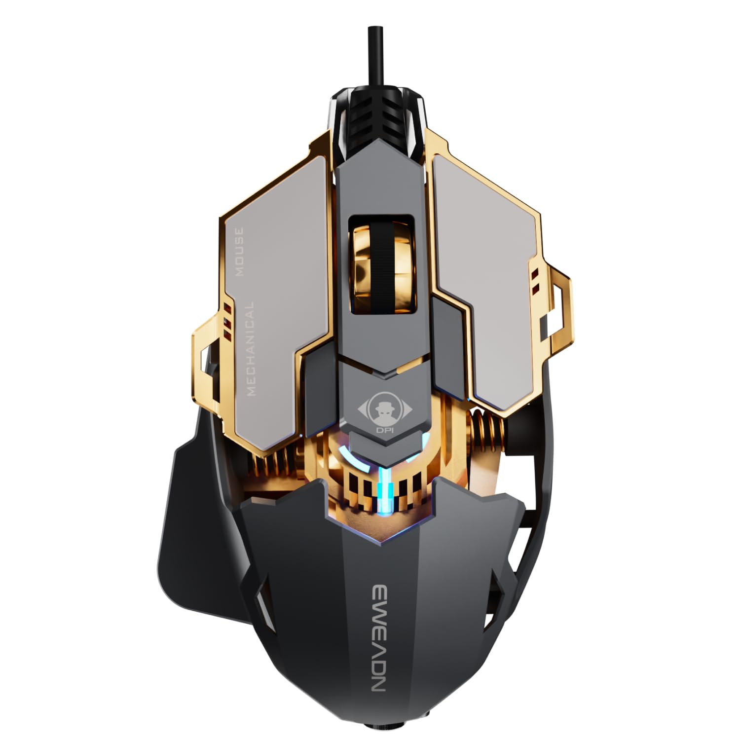 SEUNKWANG EWEADN G5 Wired Gaming Mouse  Ergonomic RGB Computer Mouse  12800 Adjustable DPI  9 Programmable Macro Buttons with Rapid Fire Key Compatible for PC/Laptop/Windows-Grey