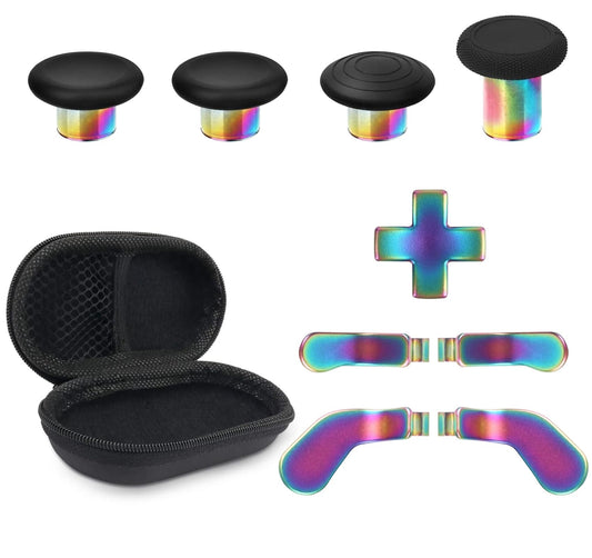 Accessories for Xbox Elite Controller Series 2 Core  9 in 1 Replacement Component Set Includes 4 Paddles  4 Metal Thumbsticks  and 1 D-Pad (Iridescent)