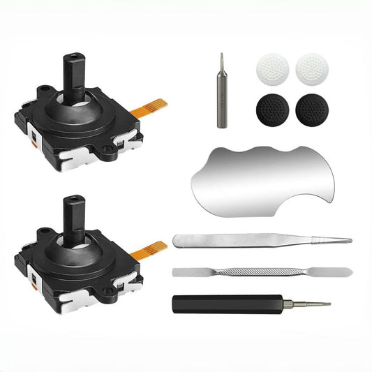 Joystick Replacement Kit for Oculus Quest 3 Controller/ Meta Quest 3 Controller(11 in one)  Meta Quest 3 Controller Accessories  Include 2 Joysticks  T5 Screwdriver  Tweezer  Pry Tool  4 Thumbgrip Cap (Black-11-in-1)