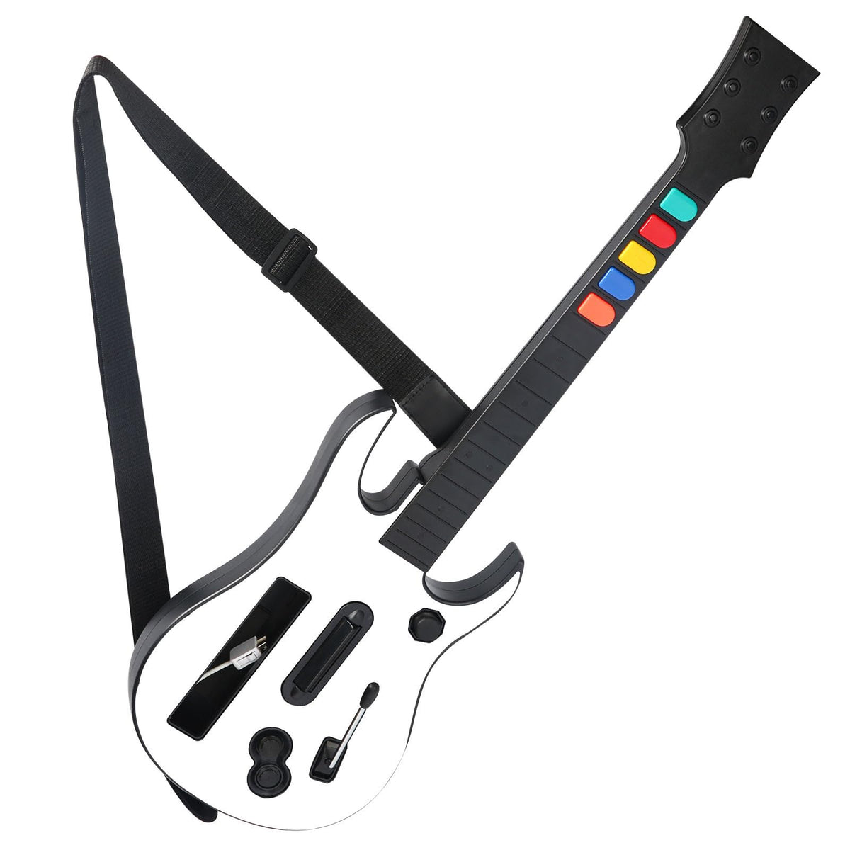 KYAYUGM Wii Guitar Compatible for Nintendo Wii, Supports for Rock Band Games and Guitar Hero (Rock Band 1 is Not Supported)- Whi