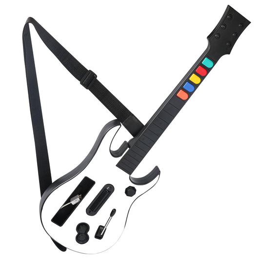 KYAYUGM Wii Guitar Compatible for Nintendo Wii, Supports for Rock Band Games and Guitar Hero (Rock Band 1 is Not Supported)- Whi