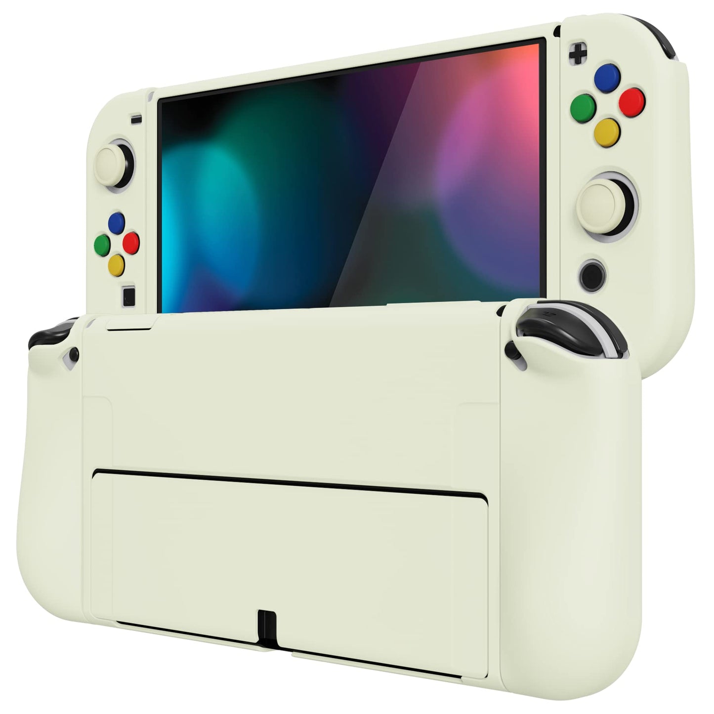 PlayVital ZealProtect Protective Case Cover for Nintendo Switch OLED  Joycon Grip Cover for Nintendo Switch OLED with Thumb Grips & ABXY Direction Button Caps - Antique Yellow
